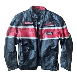 VTG Wilda Genuine Leather Racing Motorcycle Jacket Size: S